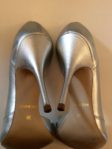 Dune Silver Bow Front Peeptoe Heels Size 6/39 - Whispers Dress Agency - Womens Heels - 6