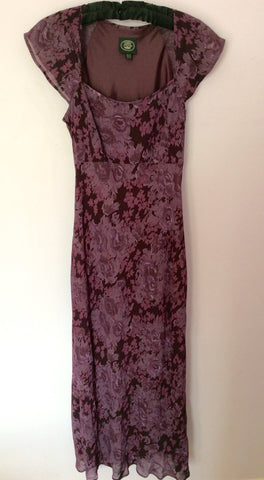 Laura Ashley Plum Floral Print Cap Sleeve Dress Size 10 - Whispers Dress Agency - Womens Dresses - 1
