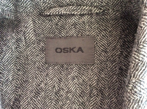 Oska Grey & Black Herringbone Design Wool Jacket Size 1 UK 12/14 - Whispers Dress Agency - Sold - 4