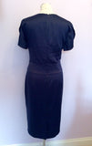 Holly Willoughby Dark Blue Matt Satin Pencil Dress Size 16 - Whispers Dress Agency - Sold - 3