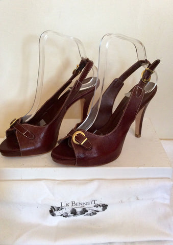 LK Bennett Brown Leather Slingback Heels Size 4/37 - Whispers Dress Agency - Womens Sandals - 3