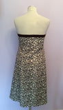 Coast Ivory & Brown Print Strapless Cotton Dress Size 16 - Whispers Dress Agency - Womens Dresses - 2