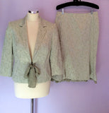 MINOSA LIGHT GREEN JACKET & SKIRT SUIT WITH MATCHING BAG SIZE 12 PETITE - Whispers Dress Agency - Womens Suits & Tailoring - 2