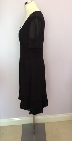 Fenn Wright Manson Black Lace Trim Dress Size 14 - Whispers Dress Agency - Sold - 3