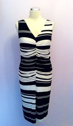 Phase Eight Black & White Stripe Dress Size 12 - Whispers Dress Agency - Sold - 1