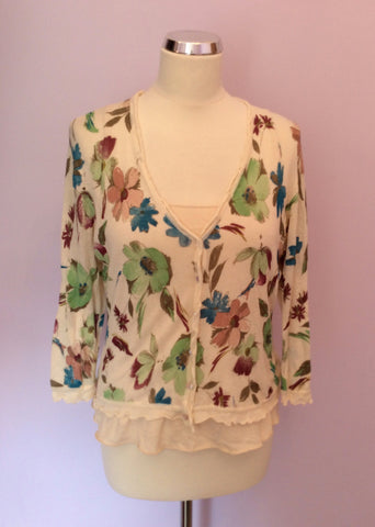 Phase Eight Floral Print Fine Knit Cardigan & Camisole Top Size 12 - Whispers Dress Agency - Sold - 1