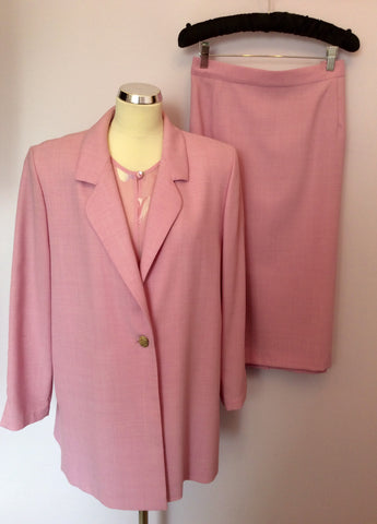 Jacques Vert Pink Floral Blouse, Jacket & Skirt Suit Size 16/18 - Whispers Dress Agency - Womens Suits & Tailoring - 1