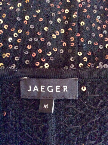 Jaeger Black Sequinned Short Sleeve Cardigan Size M - Whispers Dress Agency - Sold - 3