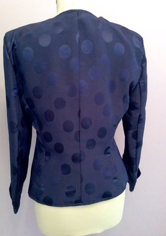 Gina Bacconi Navy Spot Skirt & Jacket Suit Size 14 Fit UK 10 - Whispers Dress Agency - Sold - 3