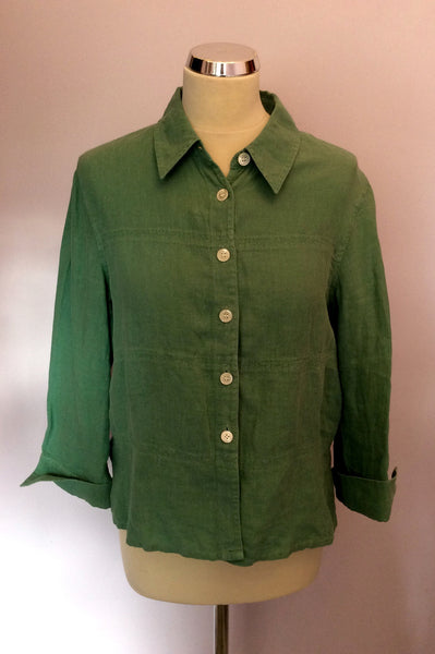HOBBS LIGHT GREEN 3/4 SLEEVE LINEN SHIRT SIZE 14 - Whispers Dress Agency - Sold - 1