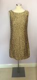 BETTY BARCLAY PALE GOLD & BRONZE PRINT LINEN DRESS & JACKET SUIT SIZE 10 - Whispers Dress Agency - Womens Suits & Tailoring - 5