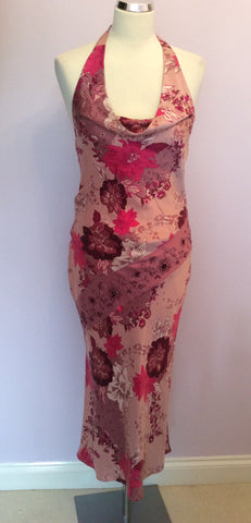 Brand New Matthew Williamson Mauve Floral Print Silk Halterneck Dress Size 10 - Whispers Dress Agency - Womens Dresses - 1