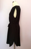 Reiss Black Rio Crepe Draped Shift Dress Size 12 - Whispers Dress Agency - Sold - 3