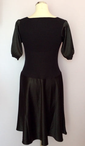 Betty Jackson Black Fine Knit & Satin Dress Size 12 - Whispers Dress Agency - Womens Dresses - 3