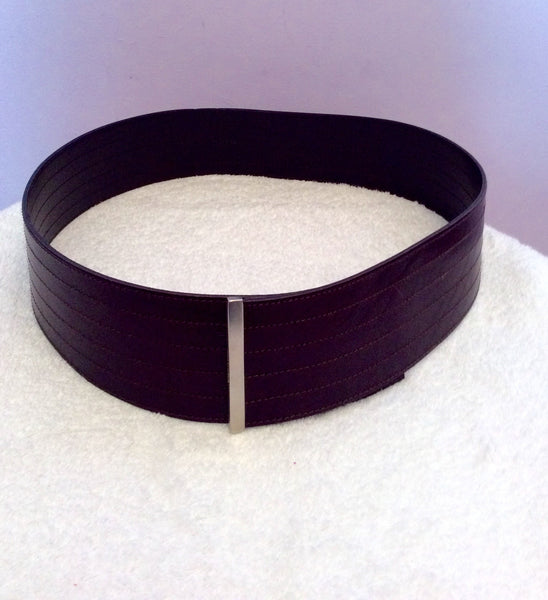 Brand New Max Mara Wide Dark Brown Leather Belt Size L - Whispers Dress Agency - Sold - 1