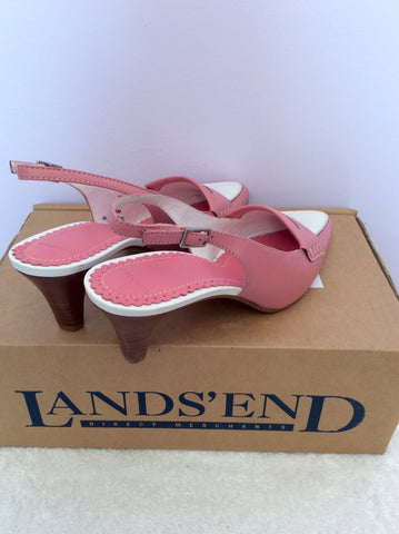 Brand New Landsend Pink & White Leather Slingback Heels Size 6/39 - Whispers Dress Agency - Womens Heels - 3