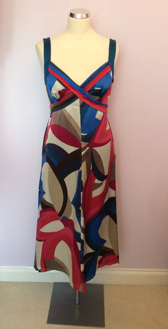 Monsoon Multi Coloured Print Silk Dress Size 12 - Whispers Dress Agency - Sold - 1