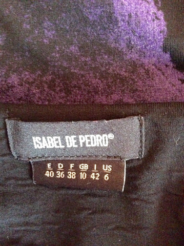 Isabel De Pedro Black & Purple Print Wrap Style Dress Size 10 - Whispers Dress Agency - Sold - 4
