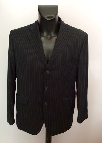 Marks & Spencer Sartorial Navy Blue Pinstripe Suit Size 40S/ 34W - Whispers Dress Agency - Mens Suits & Tailoring - 2