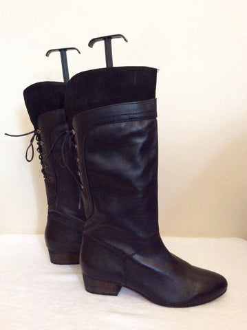 Faith Black Leather Lace Up Back Boots Size 8/42 - Whispers Dress Agency - Sold - 3