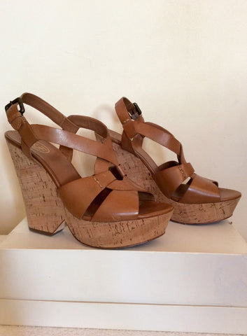 Ash Tan Leather Platform Wedge Heel Sandals Size 6/39 - Whispers Dress Agency - Womens Sandals - 1