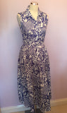 Vintage Jaeger Blue & White Print Cotton Size 10 Approx Fit UK 8 - Whispers Dress Agency - Sold - 1