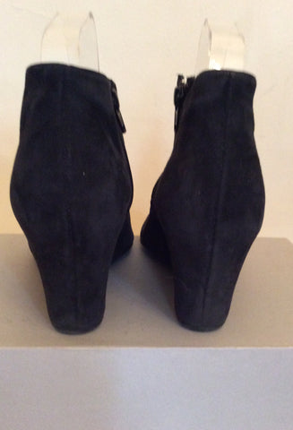 Hogl Black Suede Wedge Heel Ankle Boots Size 4/37 - Whispers Dress Agency - Sold - 3
