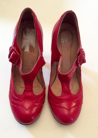 Faith Red Leather Mary Jane Heels Size 5/38 - Whispers Dress Agency - Sold - 1