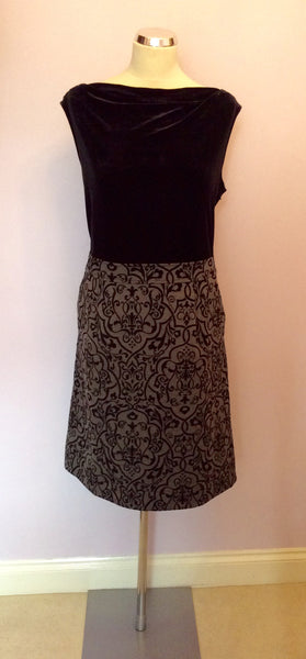 Brand New Landsend Black Velvet & Grey Occasion Dress Size 18 - Whispers Dress Agency - Womens Dresses - 1
