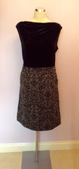 Brand New Landsend Black Velvet & Grey Occasion Dress Size 18 - Whispers Dress Agency - Womens Dresses - 1