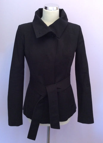 Reiss Black Cotton Blend Belted Jacket Size Small - Whispers Dress Agency - Sold - 1