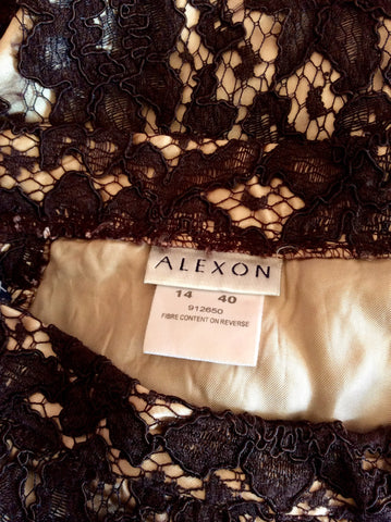 ALEXON BROWN LACE CALF LENGTH SKIRT SIZE 14 FITS UK 12 - Whispers Dress Agency - Womens Skirts - 2