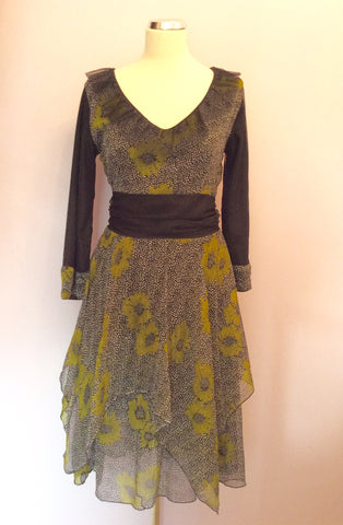Coast Black, White & Green Print Dress Size 14 - Whispers Dress Agency - Sold - 1