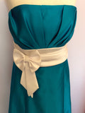 Stunning Turquoise & White Strapless Ball Gown Size 14 - Whispers Dress Agency - Womens Dresses - 2