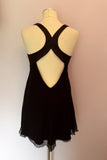LIPSY BLACK BEADED & SEQUINNED OPEN BACK SILK DRESS SIZE 12 - Whispers Dress Agency - Womens Dresses - 3