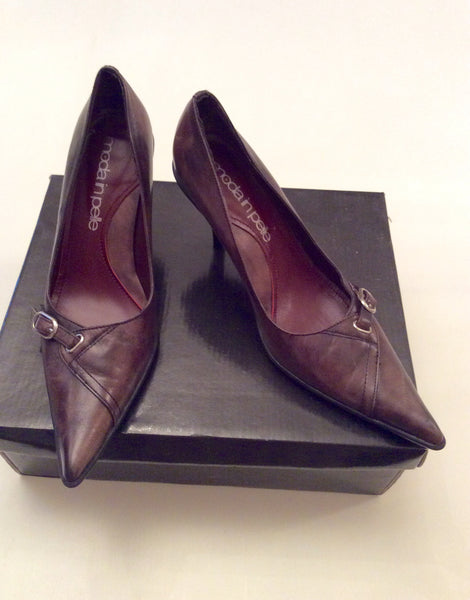 Brand New Moda In Pelle Brown Leather Heels Size 4/37 - Whispers Dress Agency - Womens Heels - 1