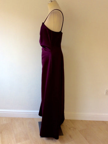 RANDI MAY DEEP PLUM LONG EVENING DRESS & MATCHING WRAP SIZE 14 - Whispers Dress Agency - Womens Eveningwear - 3