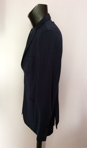 Ted Baker Endurance Navy Blue Pinstripe Wool Suit Size 42/34W - Whispers Dress Agency - Mens Suits & Tailoring - 3