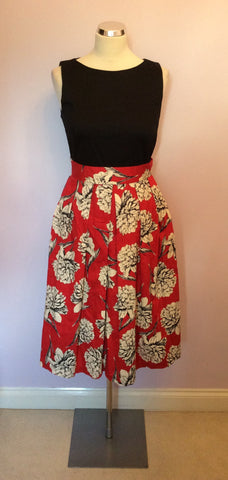 Closet Black Top & Red Floral Skirt Dress Size 12 - Whispers Dress Agency - Sold - 1