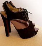 Brand New Kurt Geiger Black & Pewter Peeptoe Heels Size 7/41 - Whispers Dress Agency - Womens Heels - 3