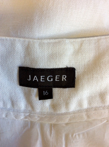 JAEGER WHITE LINEN TROUSERS SIZE 16