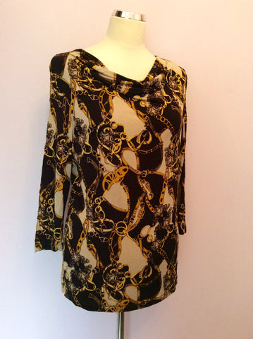 Betty Barclay Collection Navy, Beige & Gold Print Top Size 16 - Whispers Dress Agency - Sold - 1