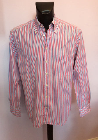 Gant Pink, White & Blue Stripe Liberty Bell Poplin Shirt Size L - Whispers Dress Agency - Sold - 1