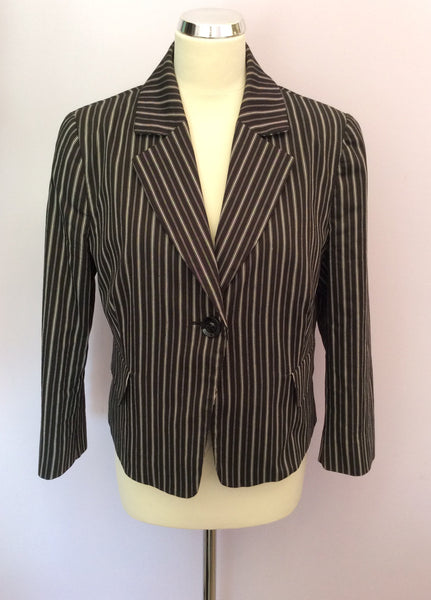 Hobbs Black & White Stripe Cotton Blend Jacket Size 16 - Whispers Dress Agency - Womens Coats & Jackets - 1