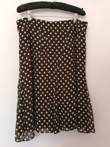 Hobbs Brown & Ivory Spot Skirt Size 14 - Whispers Dress Agency - Womens Skirts - 1
