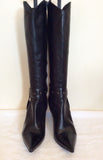 Russo Black Leather Studded Trim Heeled Boots Size 5/38 - Whispers Dress Agency - Sold - 3