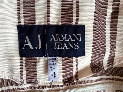 Armani Jeans Cream & Brown Stripe Jacket Size 14 - Whispers Dress Agency - Womens Coats & Jackets - 3