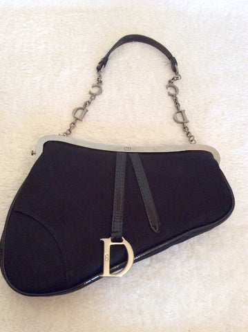 Christian Dior Black Satin Small Evening Bag - Whispers Dress Agency - Sold - 1