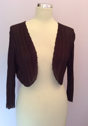 Monsoon Dark Brown Bolero Cardigan Size 16 - Whispers Dress Agency - Sold