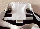 Jaeger Large White Patent With Black Tie Shoulder Bag - Whispers Dress Agency - Sold - 3